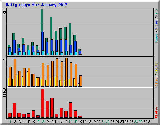 Daily usage for January 2017